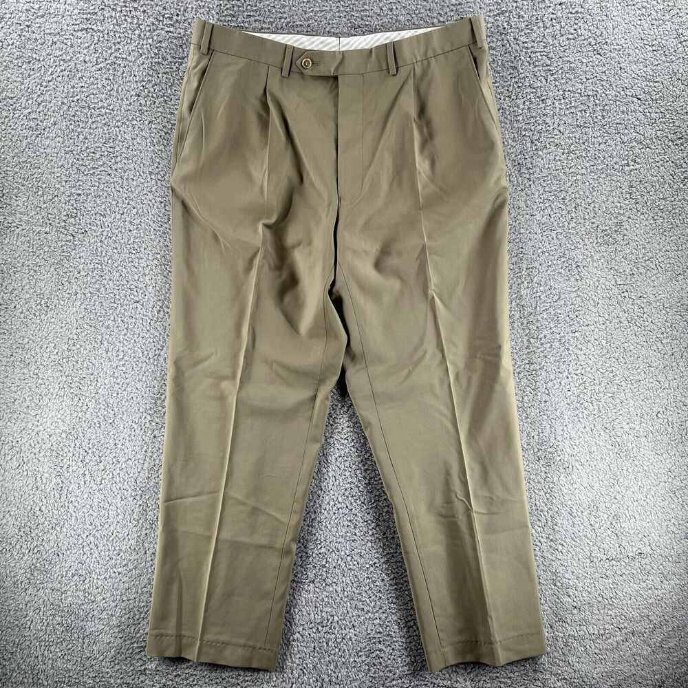 Vtg J.P. Tilford Samuelsohn Pants Mens 36x29.5 Brown Pleated Trouser Khakis